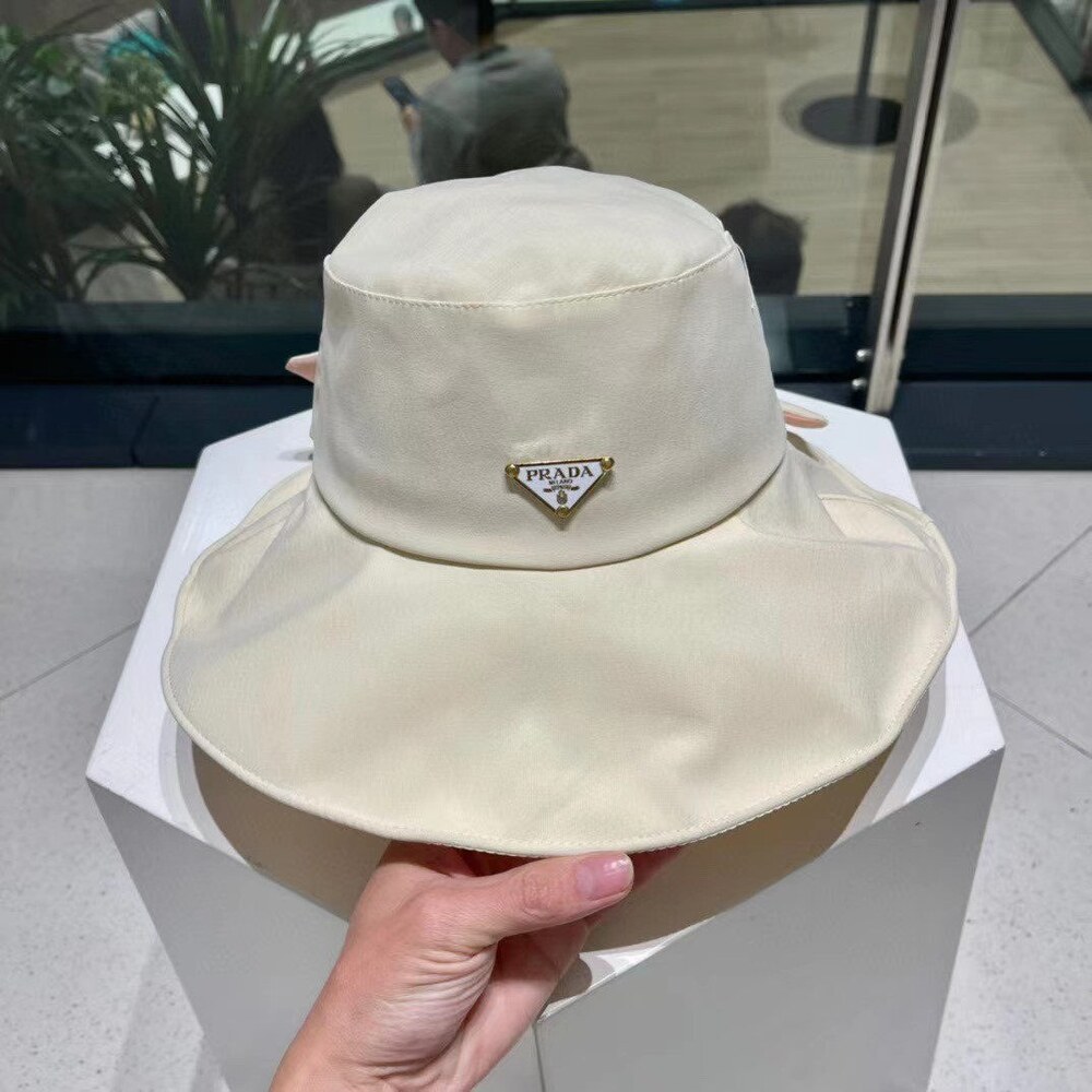 Prada Nylon Bucket Hat in Cream - Picture 4 of 7